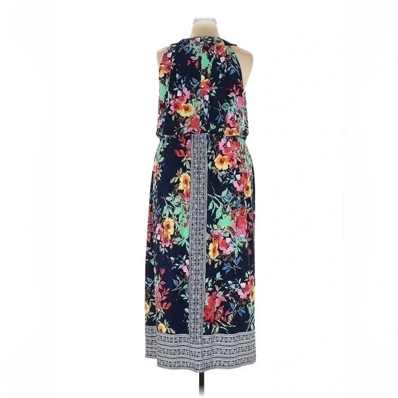 Robbie Bee | Navy Garden Floral Sleeveless Floor Length Maxi Dress Plus Size 20 - Picture 2 of 2